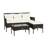 Costway 3 Pieces Patio Furniture Sectional Set with 5 Cozy Seat and Back Cushions-White