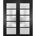 Closet Door - SARTODOORS Quadro Frosted Glass Sliding Closet Doors Wood in Brown | 80 H x 60 W x 1.6 D in | Wayfair QUADRO4002DBD-BLK-60