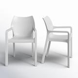 Hashtag Home Adrian Stacking Patio Dining Armchair Plastic/Resin in White | 33 H x 22 W x 21 D in | Wayfair 252EF8E21F0145A197D6798116011940