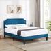 Trent Austin Design® Kempst Upholstered Platform Bed Frame w/ Height Adjustable Headboard Metal in Blue | 62.4 W x 82.7 D in | Wayfair