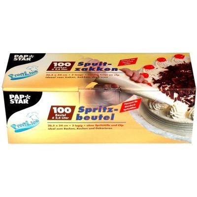 Papstar 100 Stück Spritzbeutel Einweg Kunststoff 80 my 54 x 26,5 cm 2.6 Liter transparent