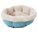 Teal Mod Chic Shearling Round Dog Bed, 21" L X 21" W X 6" H, Small