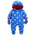 Baby Winter Romper Boys Girls Snowsuit Hooded Footies with Gloves Jumpsuit Newborn Bodysuit Toddler Onesies Long Sleeves Thick Outfits for 9-12 Months