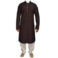 Kacery Men's Indian Cotton Chicken Kurta Pajama Sherwani Traditional Outfit GR2022 Black 40