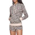Calvin Klein Women's CK One Cotton Long Sleeve Sweatshirt Pajama Top, Sketched Leopard Print_Honey Almond, X-Large