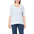 Tommy Hilfiger Women's TH ESS Solid V-NK TOP 1/2 SLV T-Shirt, Breezy Blue, 6 (Size:XS)