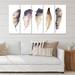 East Urban Home Boho Ethnic Dark Gray Feathers II - 5 Piece Wrapped Canvas Painting Print Set Canvas, Wood in Blue/Brown | 1 D in | Wayfair