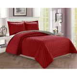 Latitude Run® 2 Piece Bedspread Coverlet Quilted Set w/ Sham Twintwin XL, Burgundy Microfiber in Gray | Queen Quilt + 2 Standard Shams | Wayfair