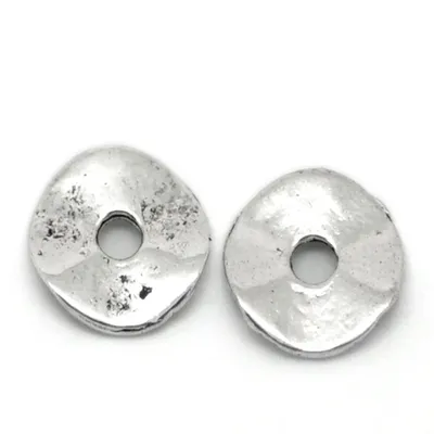 Boîte de perles Doreen Tortuose perles d'espacement en alliage Znic couleur argent diamètre 9mm