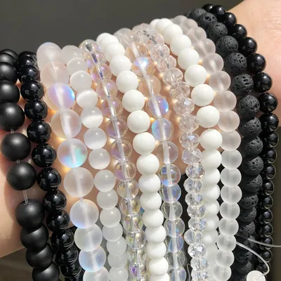 Perles rondes lisses en cristal pour la fabrication de bijoux 15 "4-12mm pierre naturelle blanc