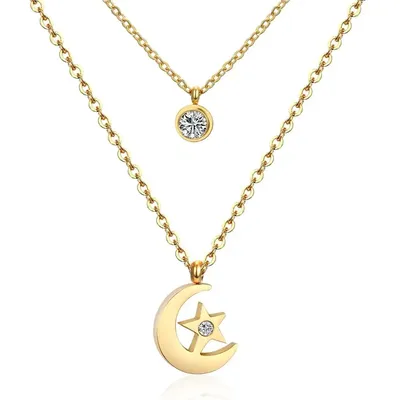 Luxkisskids – ensemble de colliers ras du cou en cristal pour femmes collier étoile lune or