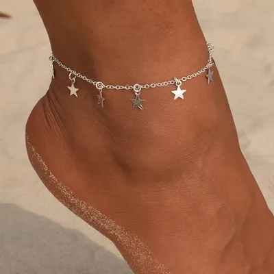 Bracelets de cheville en or pentagramme pour femme bijoux de pied rinçage pieds nus nouveau
