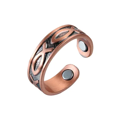 Oktrendy-Bague ajustable en cuivre pur pour homme anneau magnétique vintage santé 12