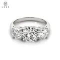 LESF-Bague en argent regardé 925 pour femme 3 charbons 2 carats coupe ronde diamant simulé SONA