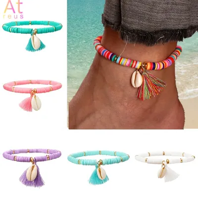 JoLeg-Bracelet de cheville à pampilles multicolores pour femmes bijoux bohèmes perles en acrylique