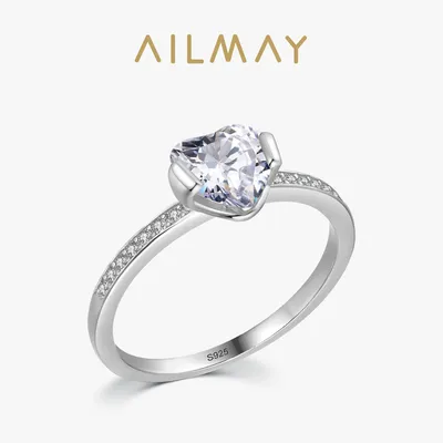Ailmay – bague en argent Sterling 925 pour femme bijou brillant en forme de cœur CZ pour