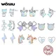 WOSTU boucles d'oreilles opale en argent Sterling 925 chat licorne cœur opale bleue pour femmes