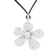 Collier tibétain en argent avec grande fleur martelée pendentif tournesol faux daim noir ULen