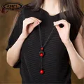 BYéventuelles T-Collier ethnique rétro avec perles en pierre rouge nouée long pompon fabriqué par