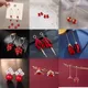 Minar-Boucles d'Oreilles Géométriques Rondes et Rouges pour Femme Bijoux Élégants en Perles et