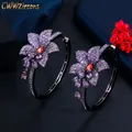 CWWZircons – boucles d'oreilles en zircon cubique pour femme bijou Chic couleur or noir violet