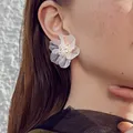 AENSOA – boucles d'oreilles coréennes Hyperbole à fleurs transparentes blanches pour femmes bijoux