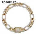TOicalRILLZ-Bracelet cubique glacé en or et argent pour homme bijoux à breloque hip hop cadeaux