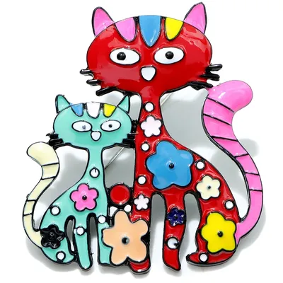 CINDY XIANG – broche chat fleur en émail pour femmes mignon maman et enfant chat chapeau bijoux