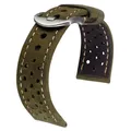 Bracelet en cuir véritable poreux pour montre ceinture respirante Vintage vert gris 20mm 22mm