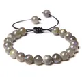 Bracelet tressé en pierre naturelle pour hommes et femmes bijoux en perles de Labradorite grise