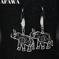 Boucles d'oreilles pendantes éléphant en acier inoxydable pour femme émail noir bijoux animaux