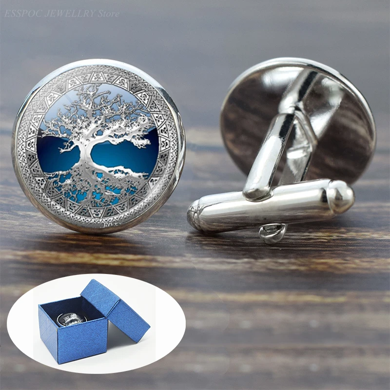 Boutons de manchette arbre de vie pour hommes, ensemble de boutons de manchette pour meilleur homme, costume d