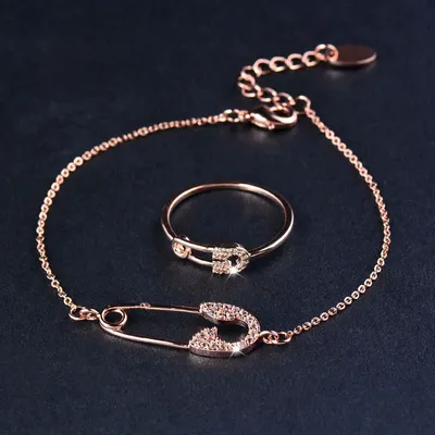 SINLEERY-Ensemble de bijoux en cristal en forme de chimpin pour femme bracelet et matiques or