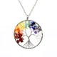 Collier pendentif arbre de vie en pierre naturelle 7 Chakra fait à la main couleur Quartz cristal