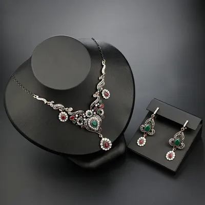 Sunspicems-Ensemble de bijoux vintage pour femmes boucles d'oreilles pendantes en résine turque