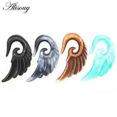Alisouy – 2 pièces spirales uniques en acrylique plumes d'aile de cœur pour femmes bouchons