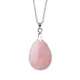 Collier pendentif goutte d'eau pour femme pierre naturelle quartz rose onyx noir opale cristal