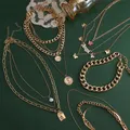 KISS – colliers multicouches Vintage pour femmes chaîne dorée pièce de monnaie pendentif