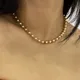 FLOLA-Collier de perles plaqué or collier simple petite boule ronde perlée tour de cou