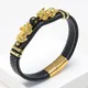 Bracelet en pierre d'obsidienne noire pour homme et femme accessoire Feng Shui plaqué or Pixiu