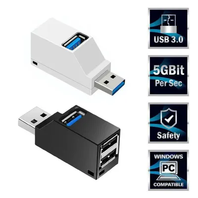 Mini hub 3 ports USB 3.0 2.0 transfert de données haute vitesse adaptateur pour PC portable