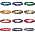 Bracelets œil de tigre colorés bleu jaune perles rondes de 8MM Bracelets en pierre naturelle pour