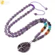 CSJA – collier Long en cristal violet en pierre naturelle pendentif goutte d'eau arbre de vie