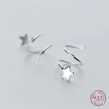 Mini boucles d'oreilles en argent Sterling 925 pentagramme étoile os boucle d'oreille rotative