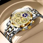 LIGE – montre de luxe en acier inoxydable pour hommes à Quartz étanche avec chronographe avec