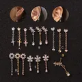 Bijoux de piercing d'oreille en forme de croix et de cœur goujon long bijoux pour cartilage