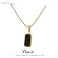 Yhpup – collier Double face en émail noir et blanc pour femmes pendentif coquille naturelle en