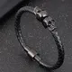 Bracelets en Cuir Tressé Noir Hyperbole pour Homme Bijoux en Acier Inoxydable Tête de Mort Cool