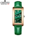 CHENXI – montre à Quartz en cuir pour femmes marque de luxe élégante verte Malachite