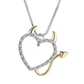 Joli collier en cristal amour diable coeur pour femmes pendentif argenté chaîne collier bijoux de